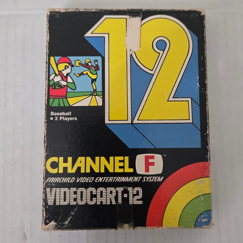 Vintage 1977 Fairchild Channel F Videocart 12 Baseball Boxed Cartridge No Manual